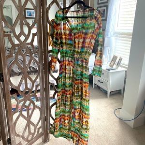 Sheer multicolor long pool/beach cover up